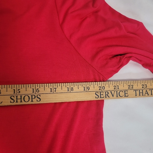 LOGO by Lori Goldstein Women's Hot Pink Cardigan Tunic Lace Trim Top Size M - Picture 8 of 9